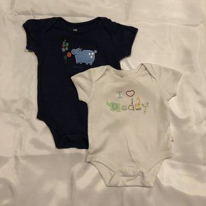 BABY GAP White & Blue Cotton Babysuits (2 Pack)